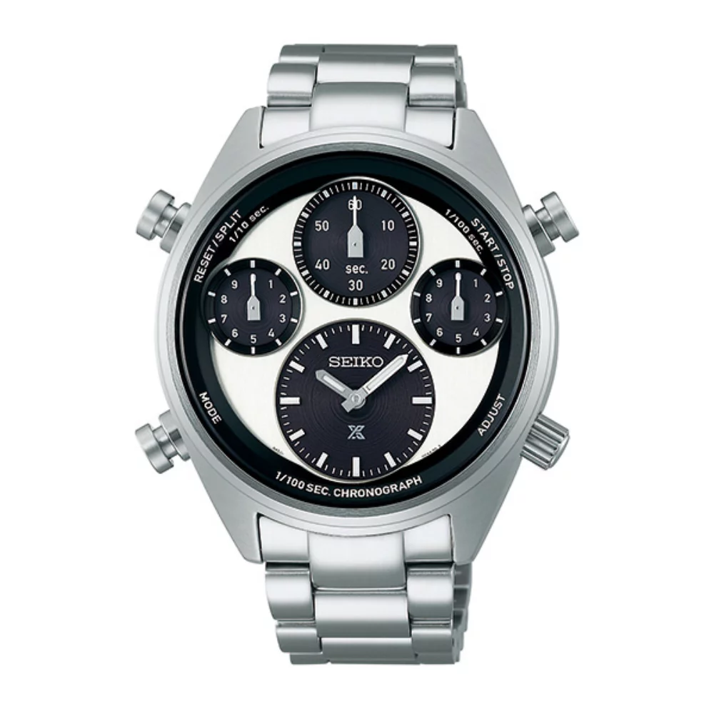 Montre de plongée chronographe solaire Seiko Prospex SFJ001 pour hommes - Noir et Blanc