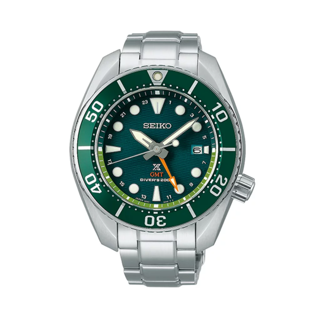 Montre de plongée solaire Seiko Prospex SFK003 pour hommes - argent et vert