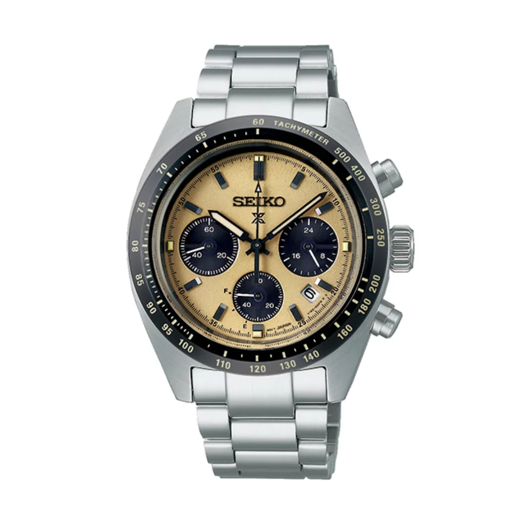 Montre de plongée chronographe solaire Seiko Prospex SSC817 pour homme - Noir et Or