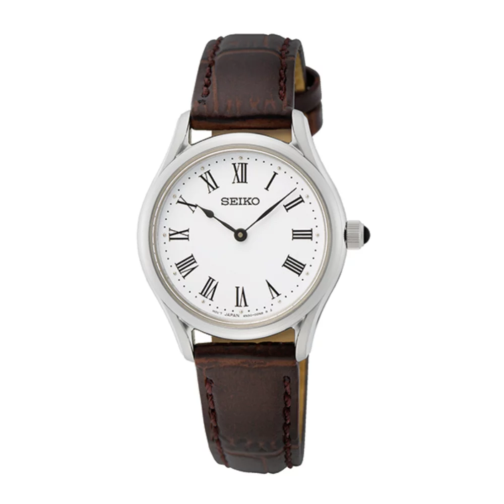 Seiko SWR071 Montre décontractée classique pour dames - Argent et Marron