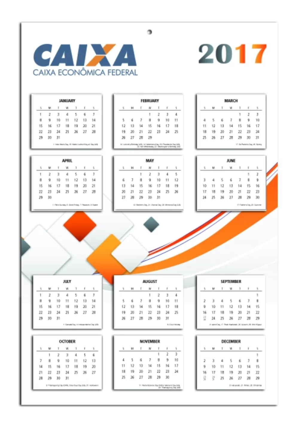 Calendrier mural annuel avec aperçu prêt à imprimer des images personnalisées - 2 côtés (11 1/2"x17 1/8")