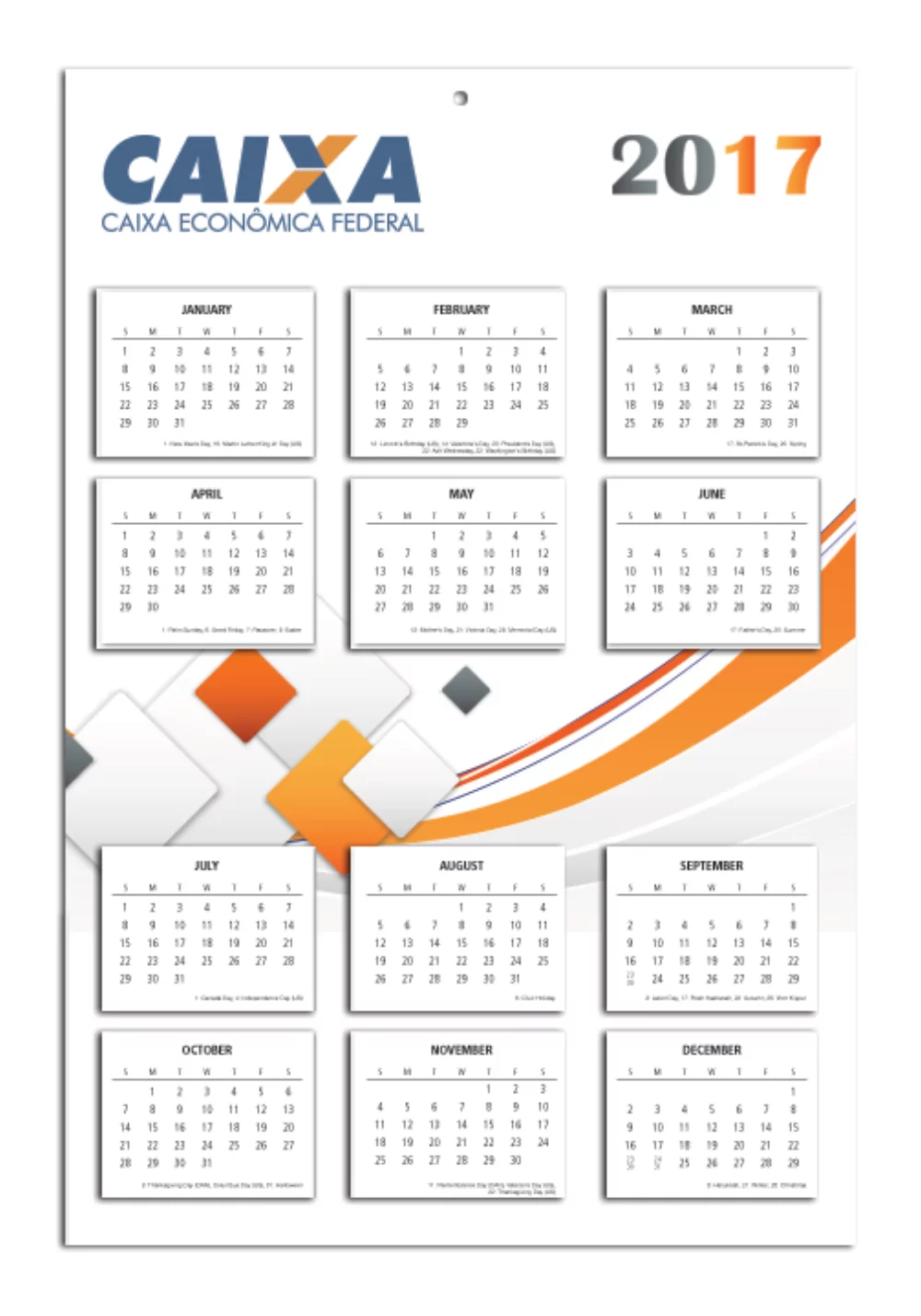 Calendrier mural annuel avec aperçu rapide et images personnalisées prêtes à imprimer - 1 côté (11 1/2"x17 1/8")