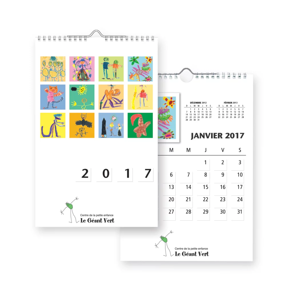 Grand calendrier mural avec images personnalisées (11 1/2"x17")