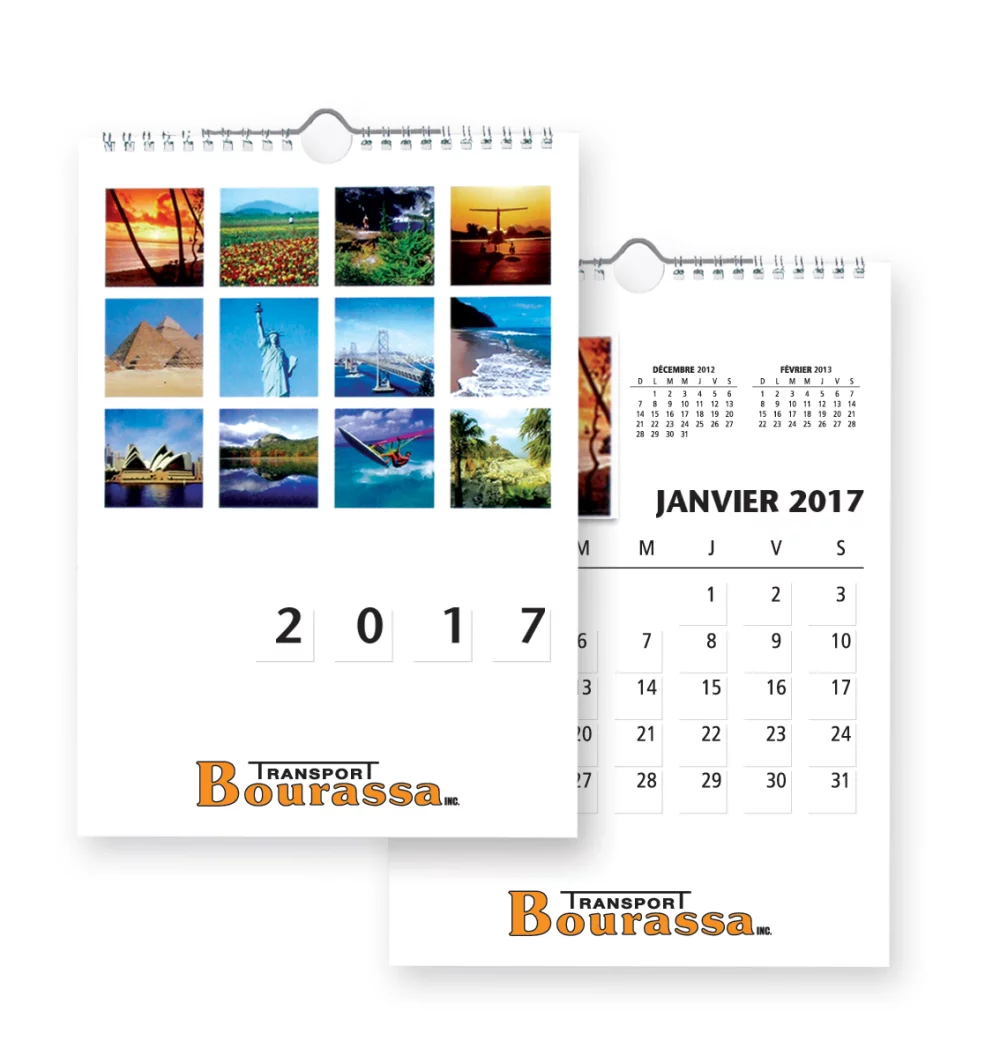 Calendrier mural avec images de stock (8 1/2"x11 3/4")