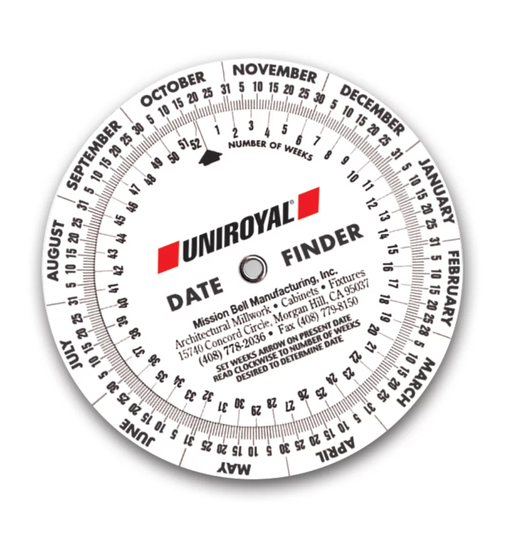 Roue de calendrier de recherche de date de diamètre 4 1/4 pouces