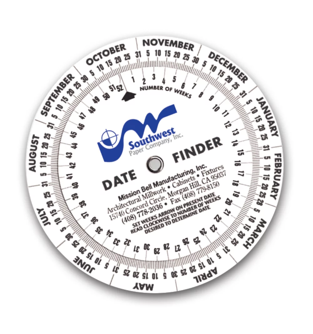 6" Diameter Date Finder Calendar Wheel