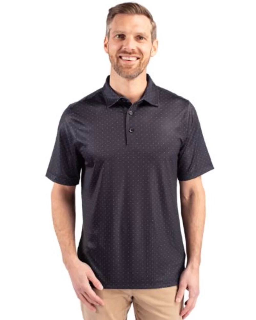 Polo Cutter & Buck Pike à double motif à pois extensible pour hommes de grande taille.