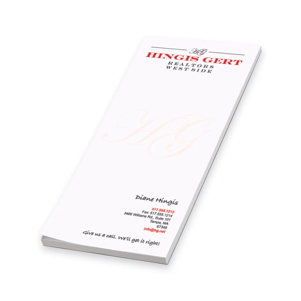 Bloc-notes de 25 feuilles non collantes - 1 couleur (3 3/4"x8")