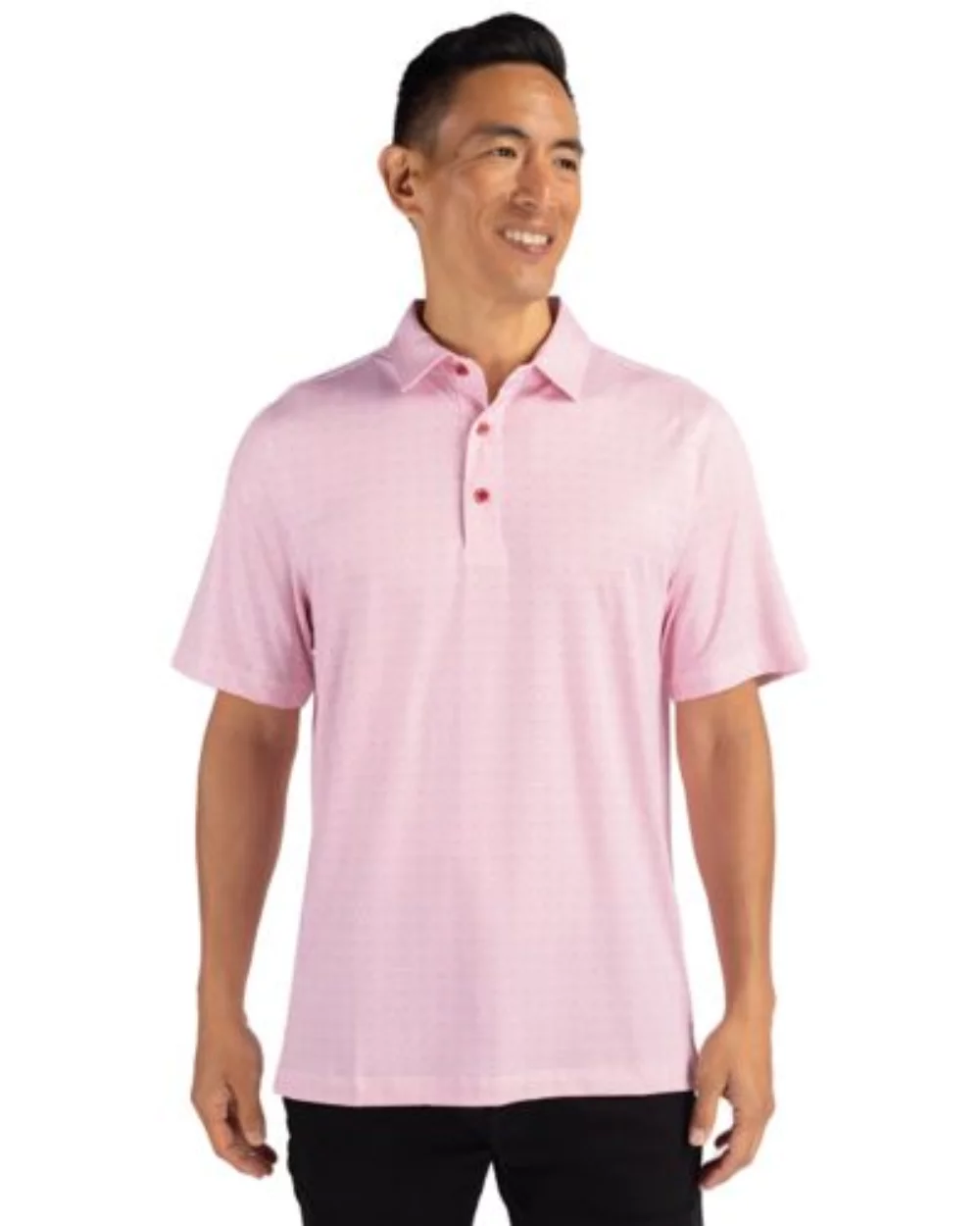 Polo Cutter & Buck Pike à double motif à pois extensible pour hommes de grande taille.