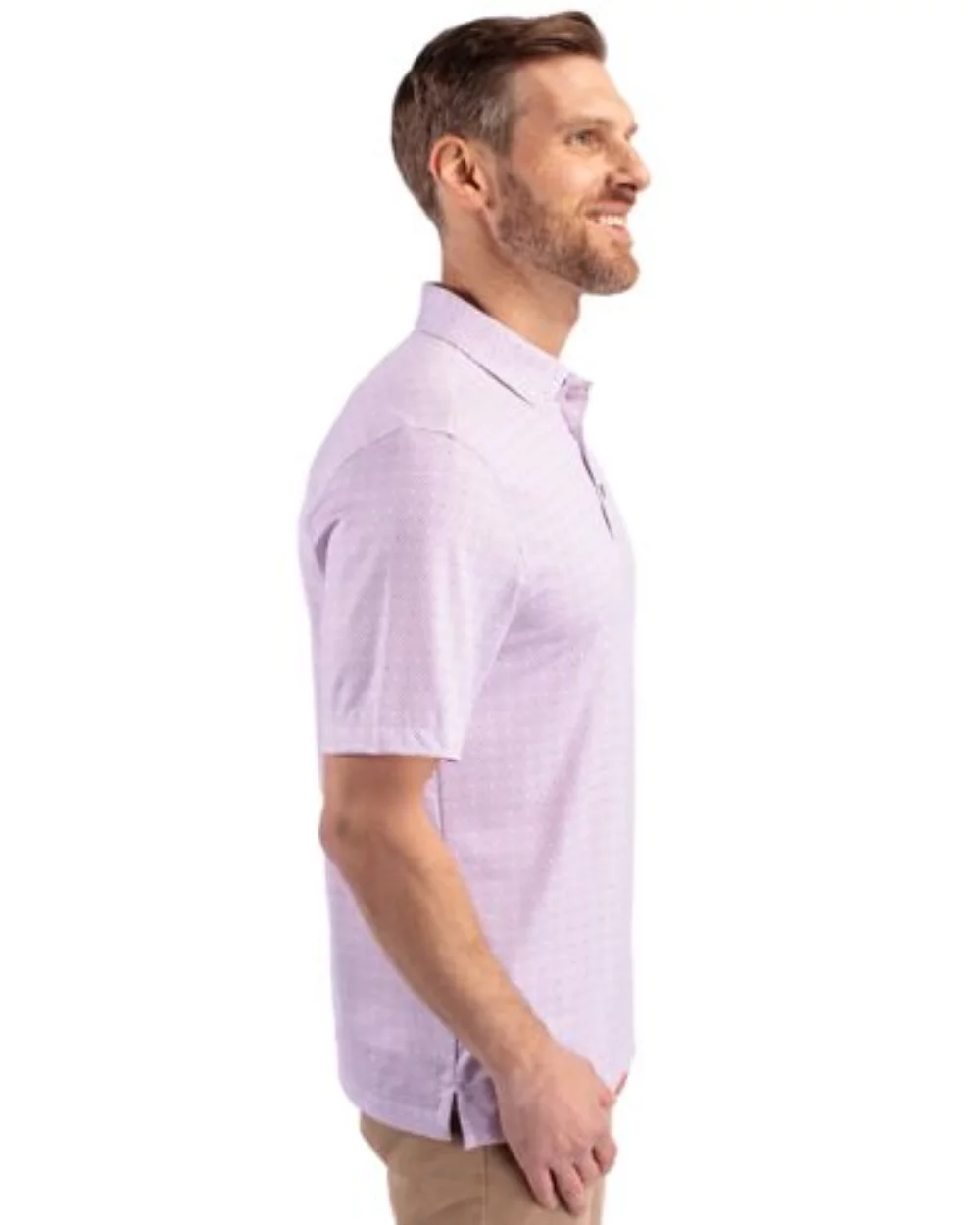 Polo Cutter & Buck Pike à double motif à pois extensible pour hommes de grande taille.
