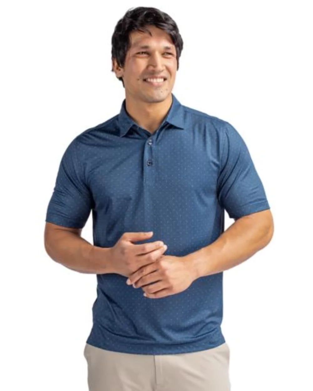 Polo Cutter & Buck Pike à double motif à pois extensible pour hommes de grande taille.