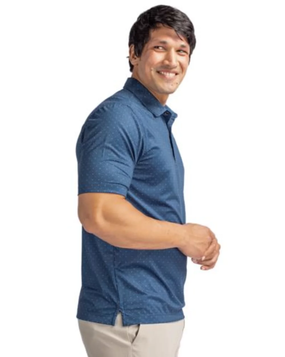 Polo Cutter & Buck Pike à double motif à pois extensible pour hommes de grande taille.