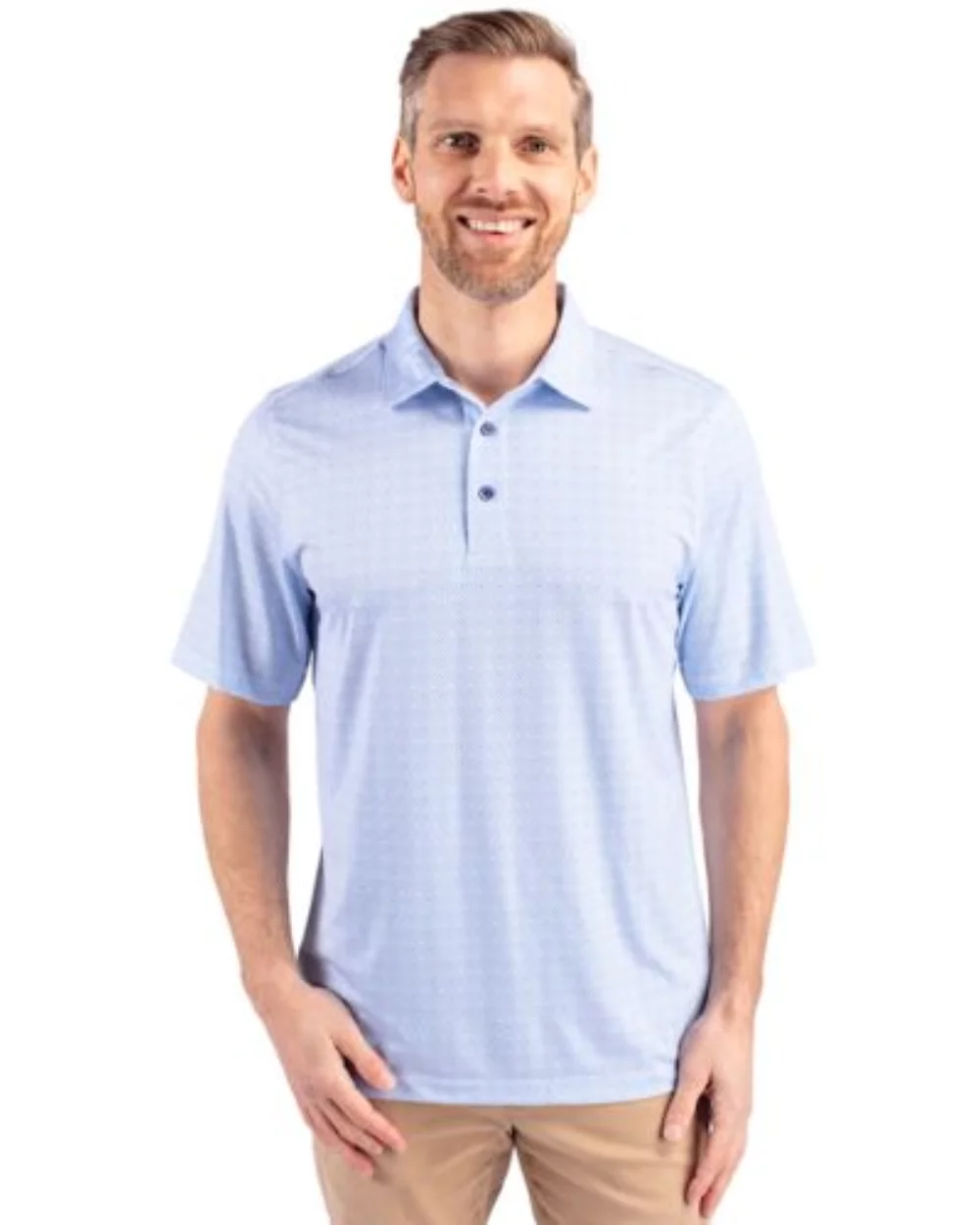 Polo Cutter & Buck Pike à double motif à pois extensible pour hommes de grande taille.