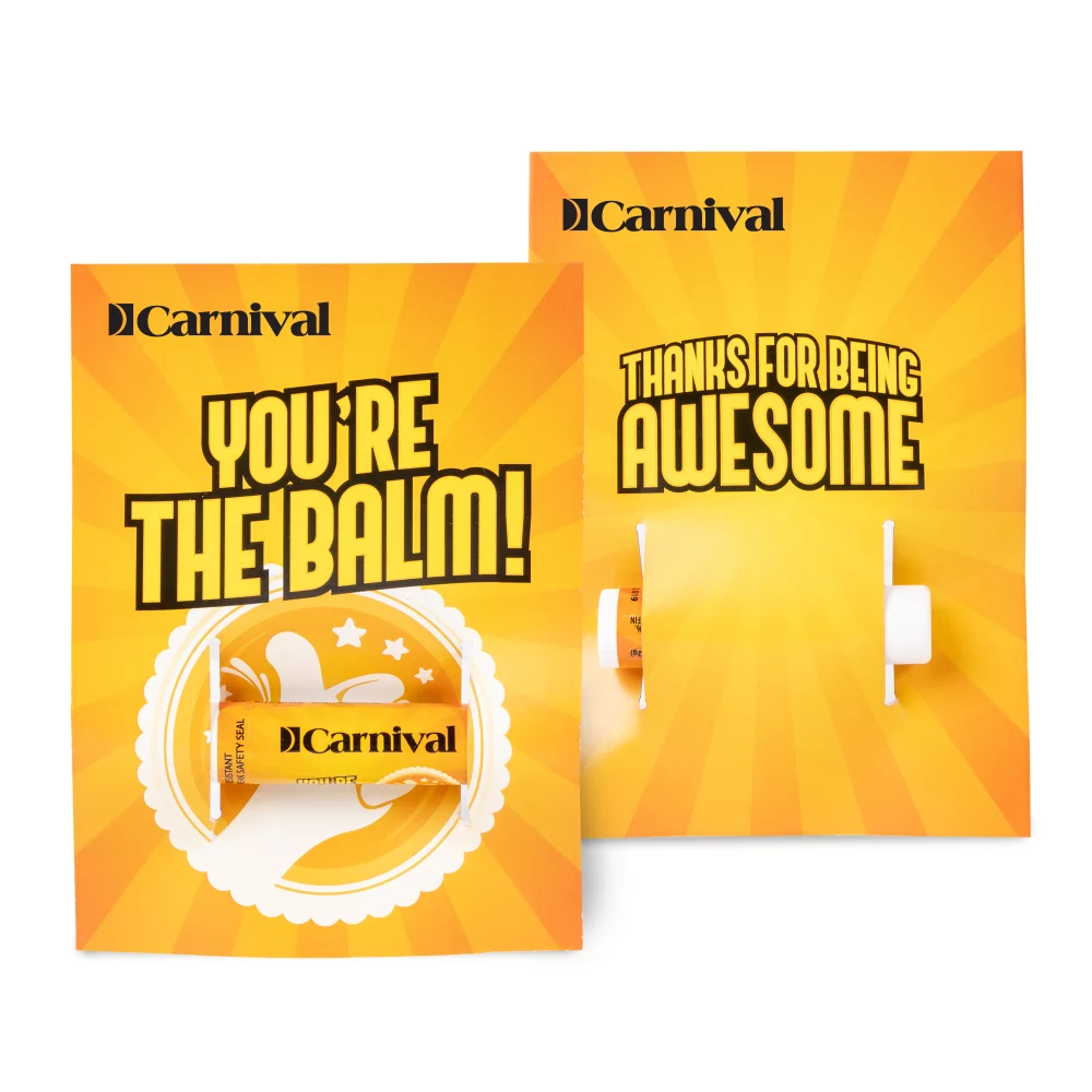 Baume à lèvres sur carte personnalisée en couleur intégrale (sans SPF)