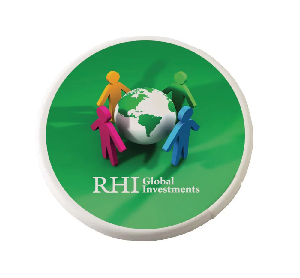 Carte ronde de menthe avec des MicroMints® sans sucre.