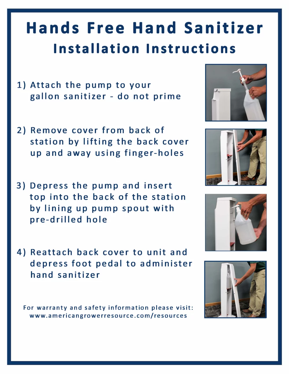 Station de désinfection des mains sans contact avec pédale