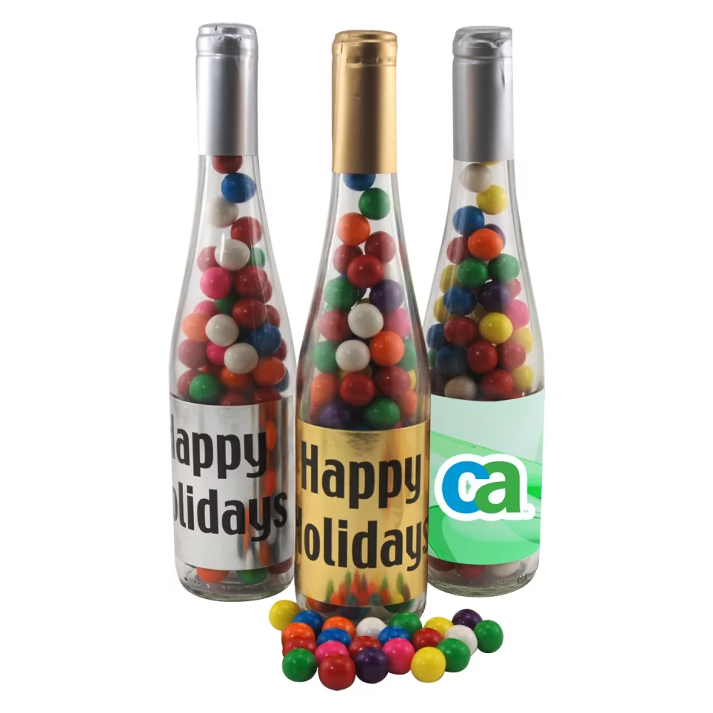 Bouteille de champagne avec des bonbons à la gomme