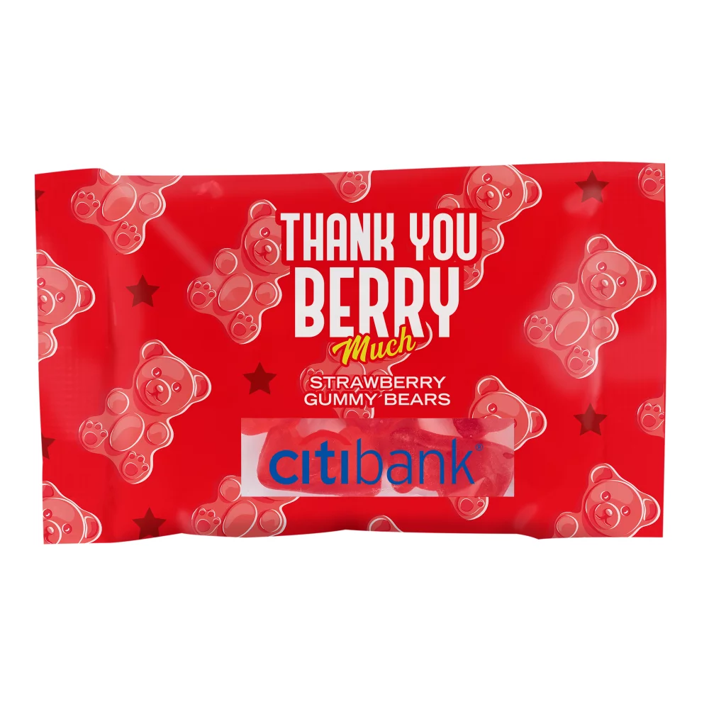 Bonbons par couleur 1 oz. Sac DigiBag en couleur pleine avec des oursons en gélatine.