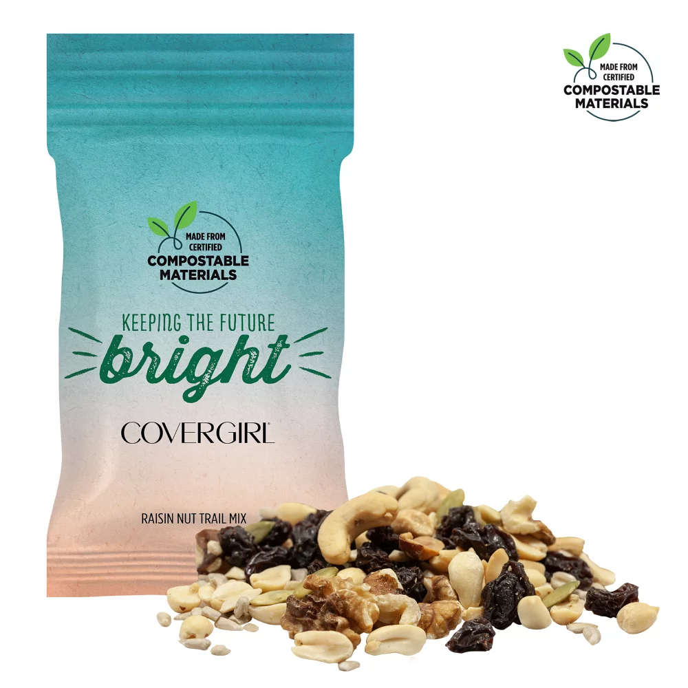 1 oz. ECO-Digibag, compostable et en couleur, mélange de raisins et de noix