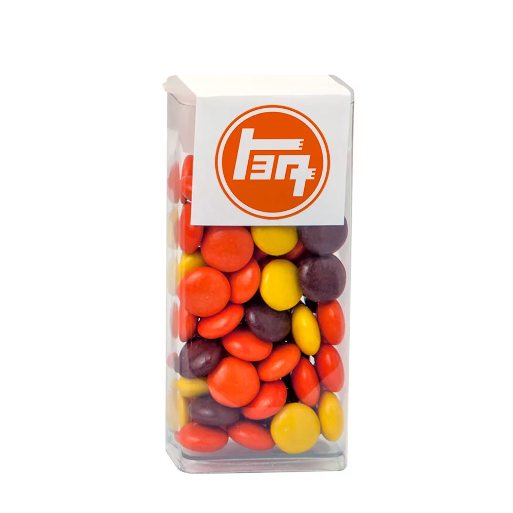 Tube à couvercle rabattable avec des bonbons Reese's Pieces®