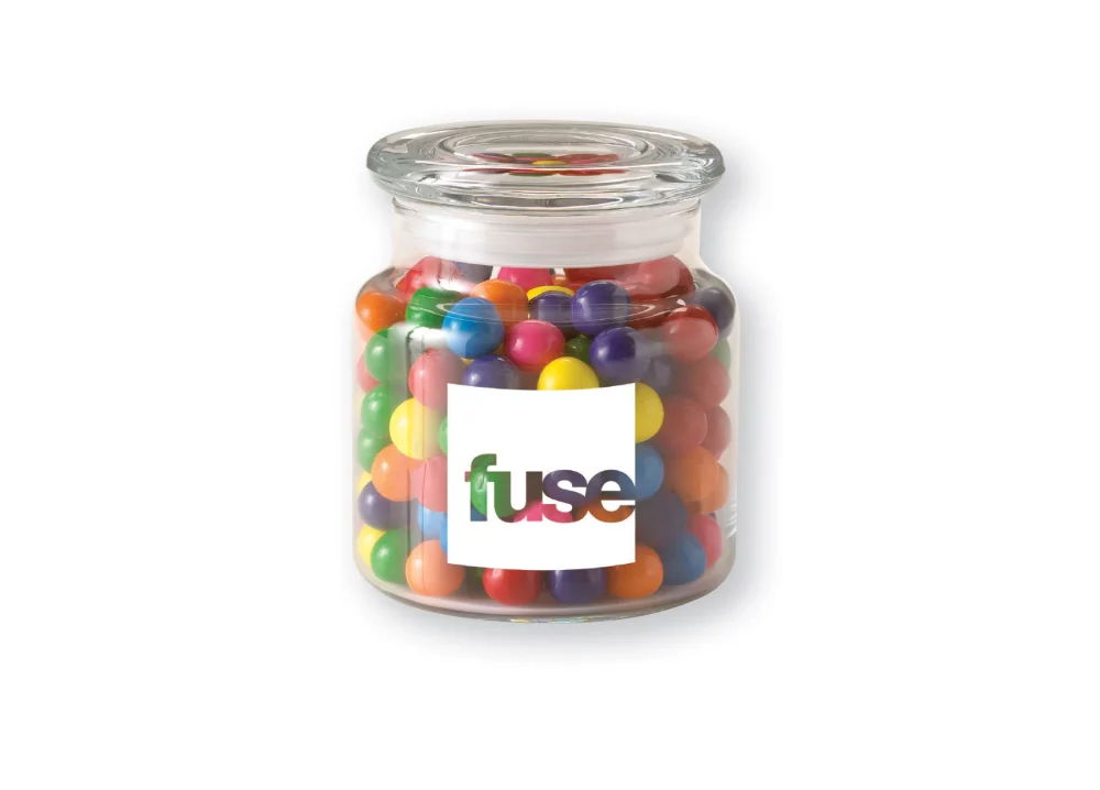 Pot en verre de 22 oz avec des chewing-gums arc-en-ciel.