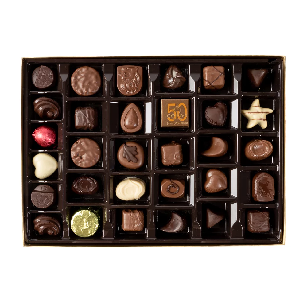 Boîte assortie Godiva Ballotin Gold de 36 pièces