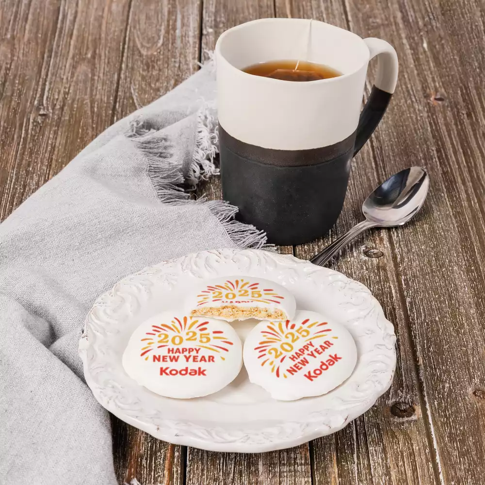 Cookie rond à la vanille glacé - Logo personnalisé