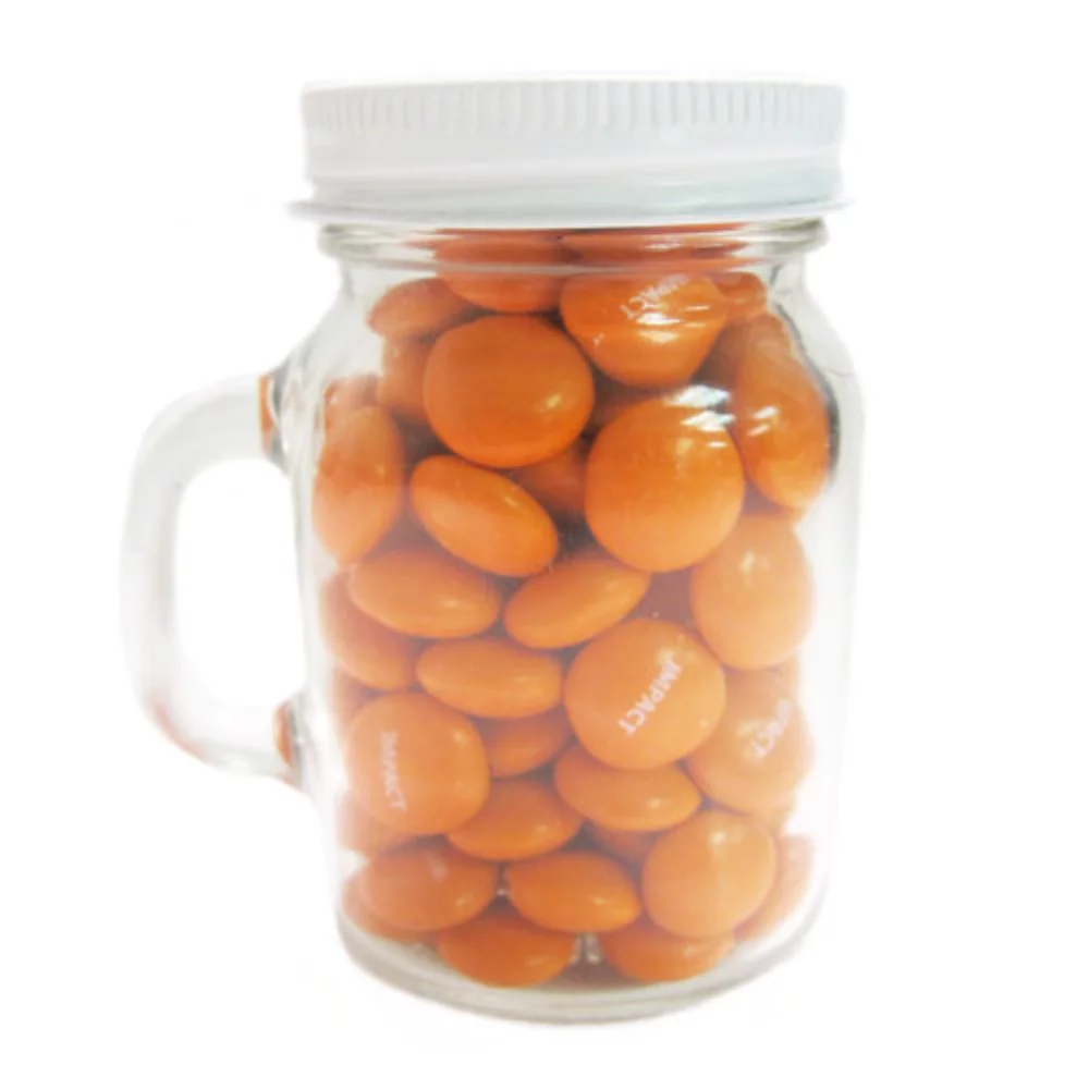 Pots mini Mason en verre de 3,25 oz avec des boutons de chocolat imprimés