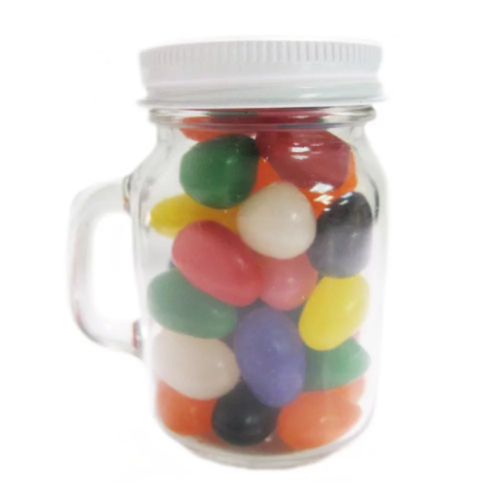 Pots mini Mason en verre de 3,65 oz avec des bonbons Jelly Beans assortis