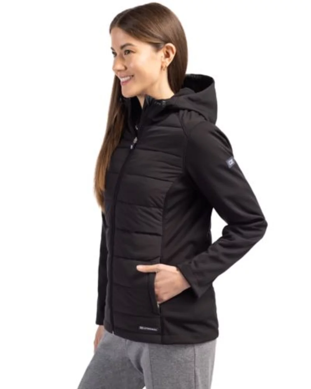 Cutter & Buck Evoke Hybrid Eco Softshell Recycled Full Zip Womens Hooded Jacket