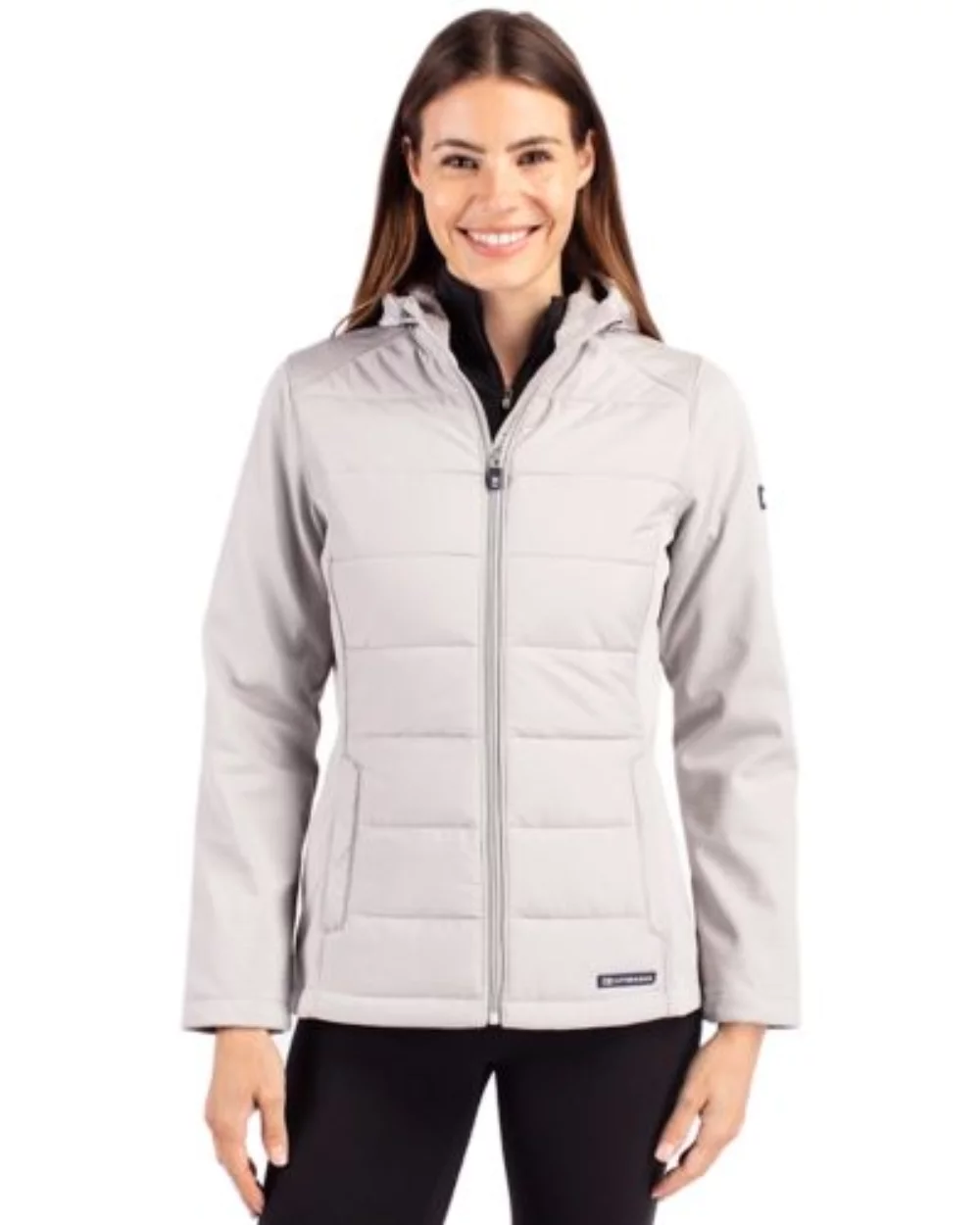 Cutter & Buck Evoke Hybrid Eco Softshell Recycled Full Zip Womens Hooded Jacket