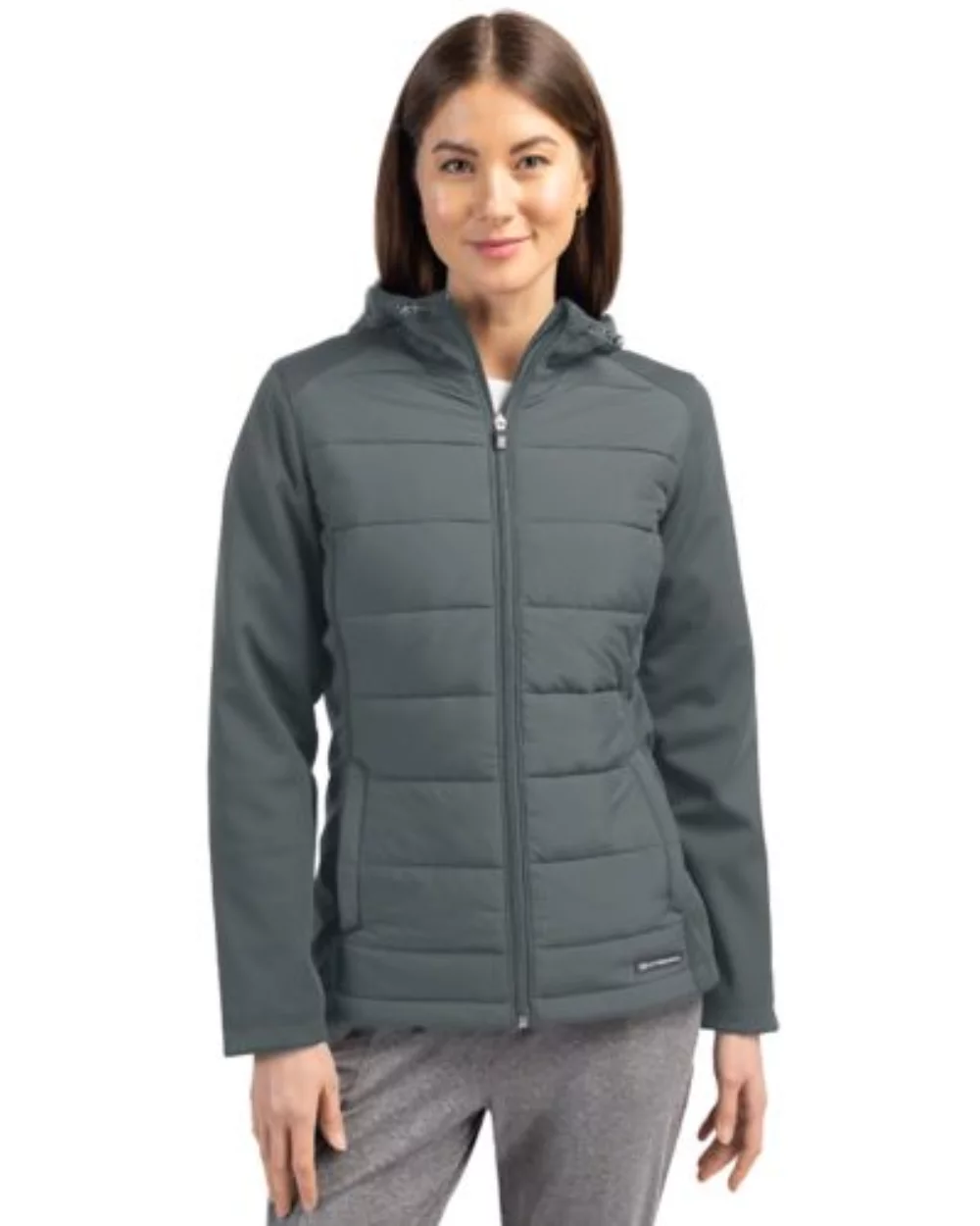 Cutter & Buck Evoke Hybrid Eco Softshell Recycled Full Zip Womens Hooded Jacket