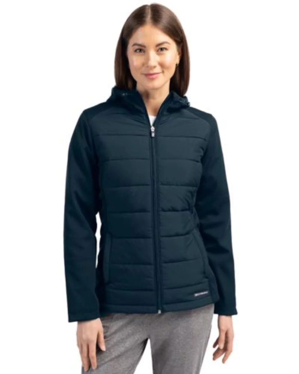 Cutter & Buck Evoke Hybrid Eco Softshell Recycled Full Zip Womens Hooded Jacket
