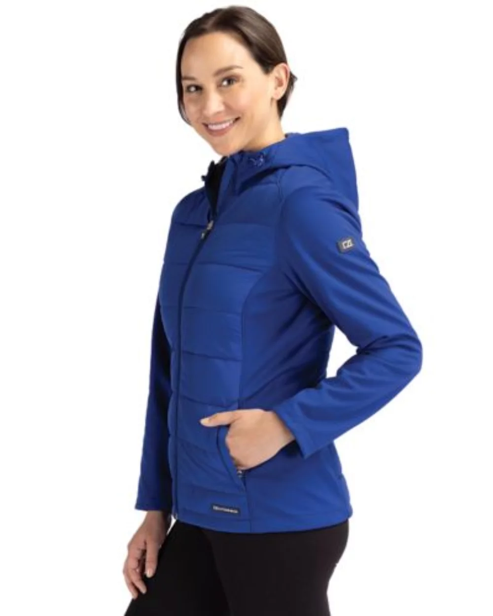 Cutter & Buck Evoke Hybrid Eco Softshell Recycled Full Zip Womens Hooded Jacket
