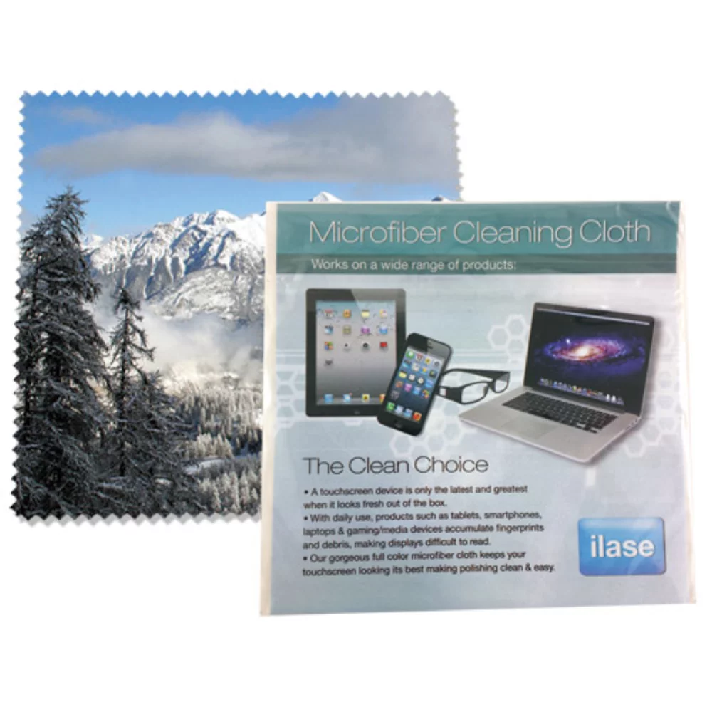 Chiffon en microfibre 6x6 avec carte personnalisée dans un sac