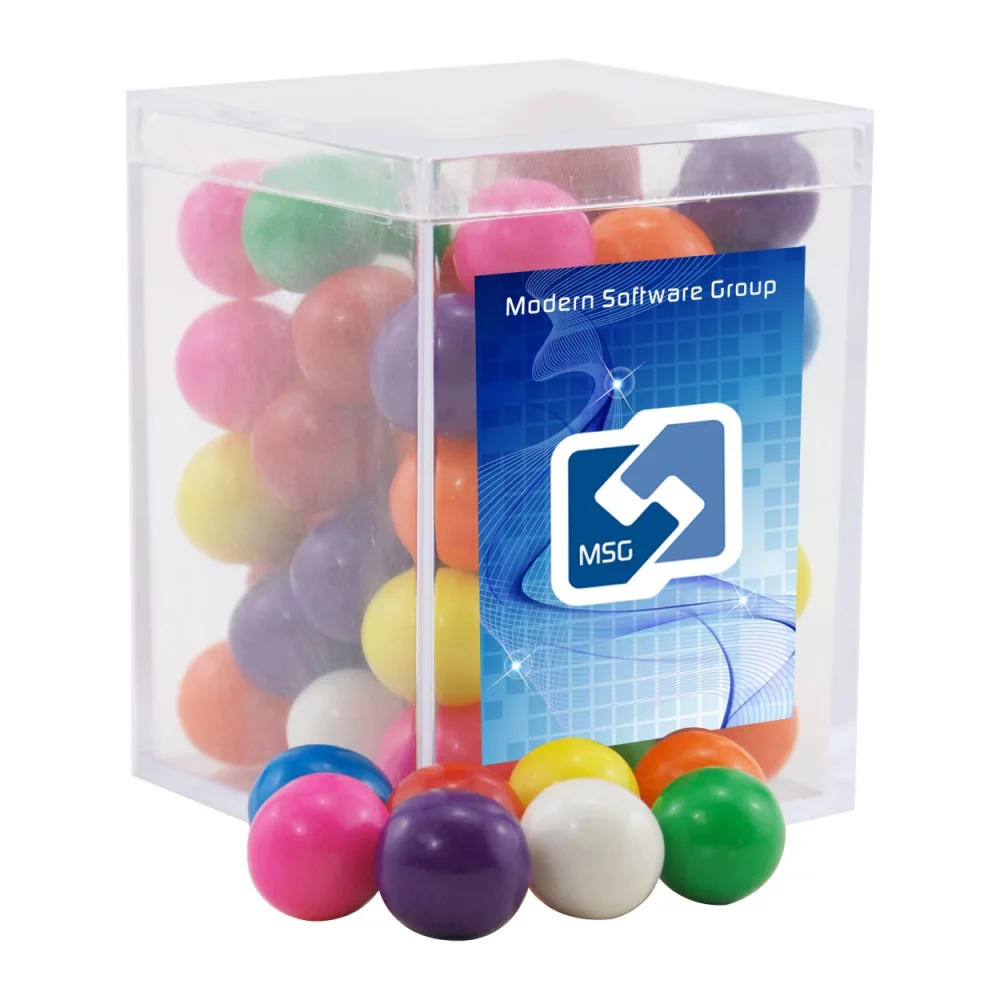 Boîte acrylique avec des bonbons gélifiés