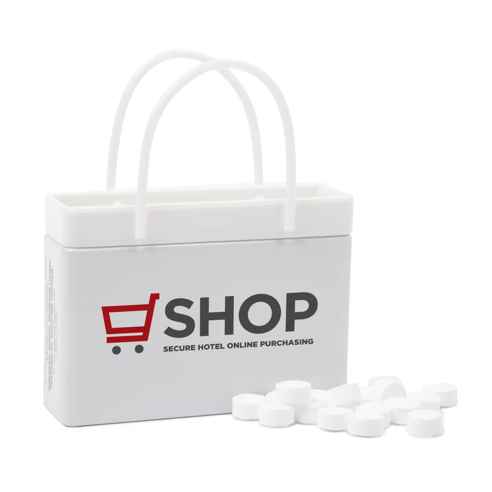 White Shopping Bag Mint Tin