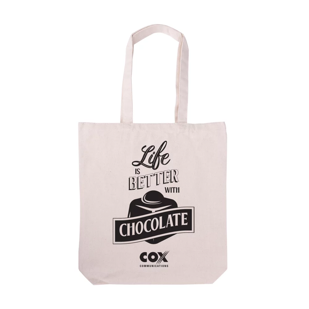 Nous vous apprécions beaucoup avec un sac en toile de cacao.