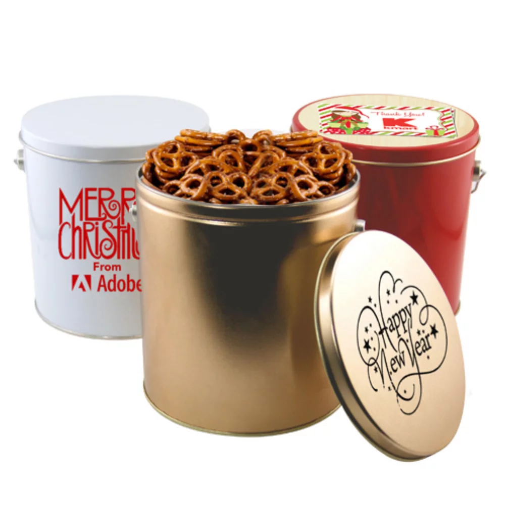 1 boîte-cadeau d'1 gallon avec des bretzels