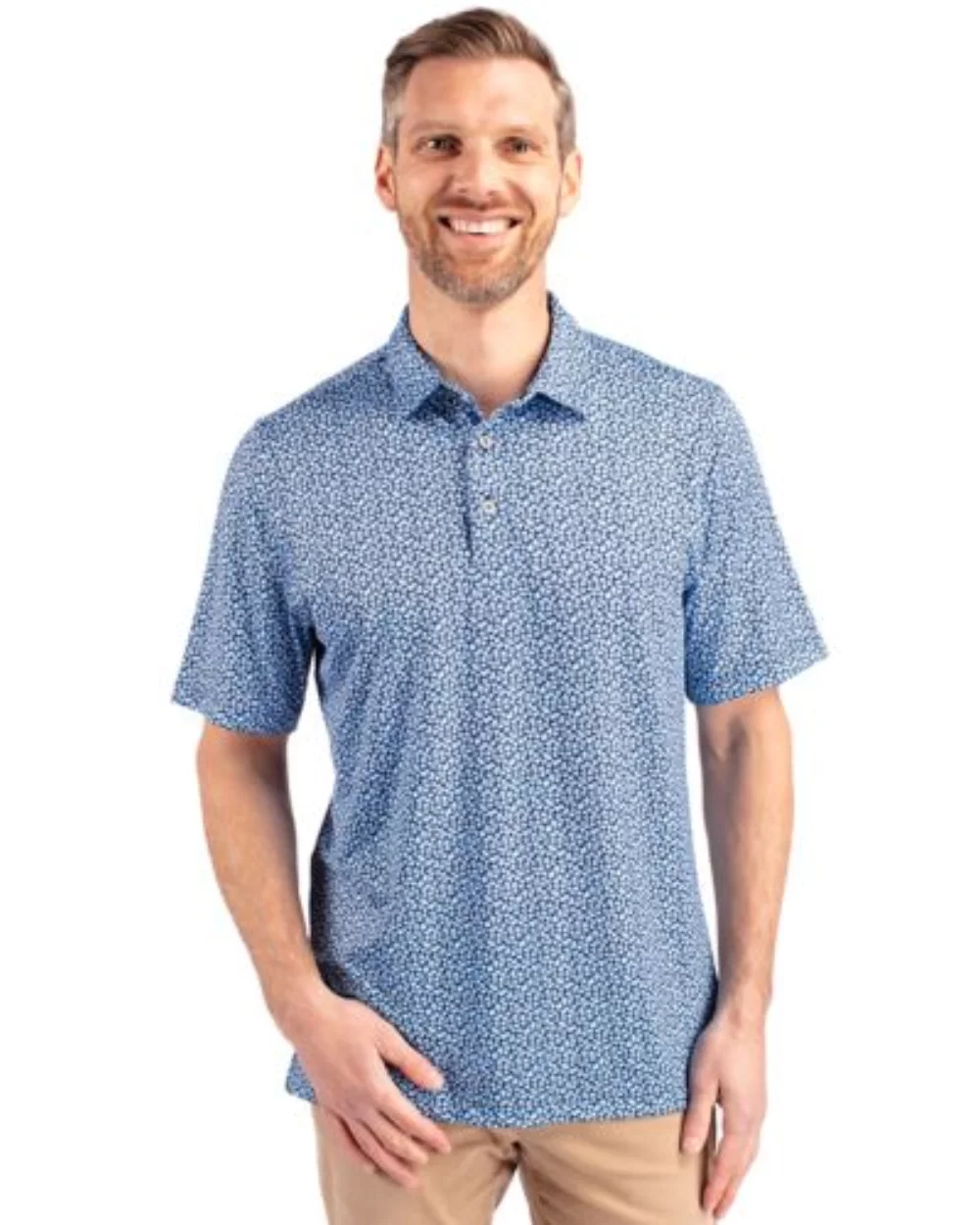 Cutter & Buck Pike Magnolia Print Stretch Mens Polo