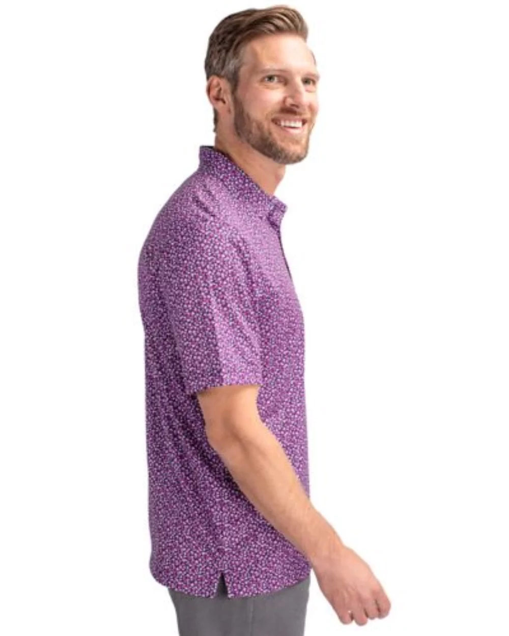Cutter & Buck Pike Magnolia Print Stretch Mens Polo