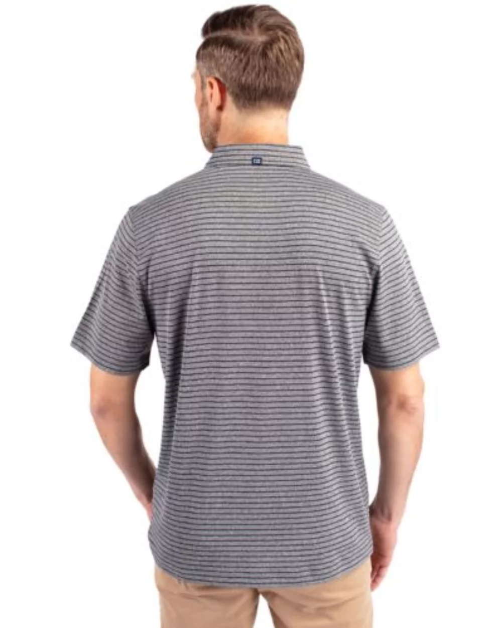 Polo Cutter & Buck Forge Eco Heather Stripe Stretch Recycled pour homme grande taille