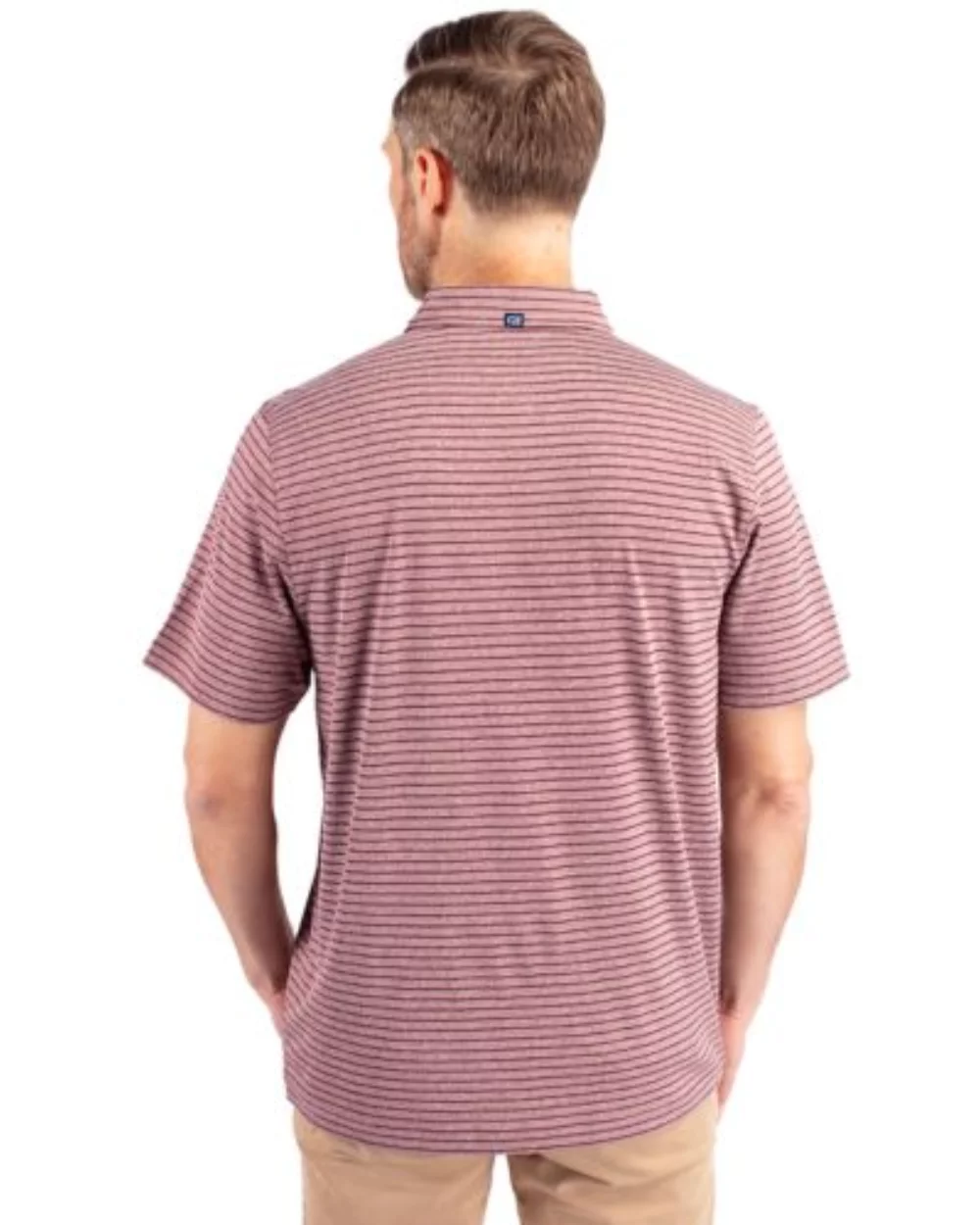 Polo Cutter & Buck Forge Eco Heather Stripe Stretch Recycled pour homme grande taille