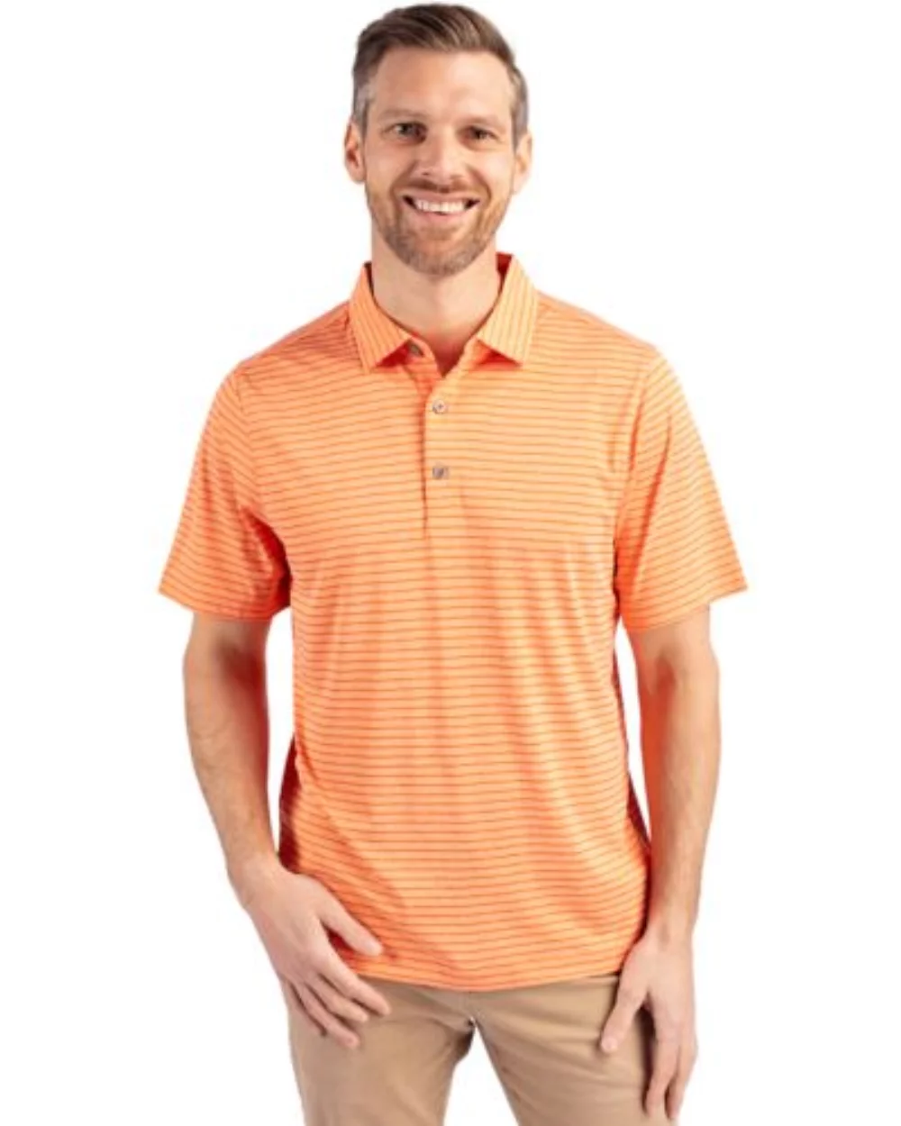 Cutter & Buck Forge Eco Heather Stripe Stretch Recycled Mens Polo