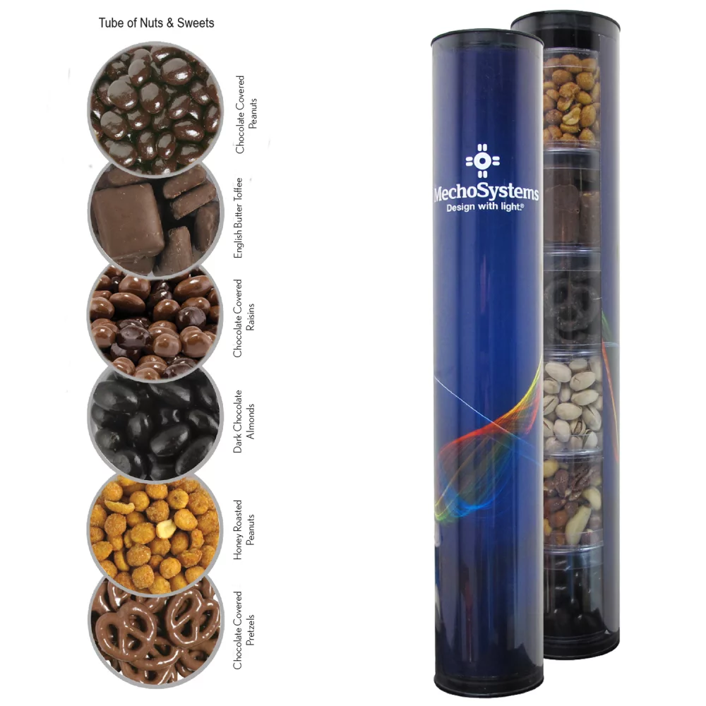 Tube cadeau de noix et de sucreries