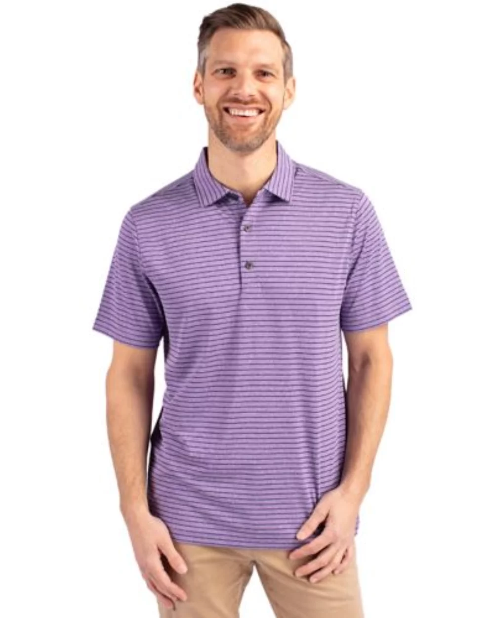 Polo pour hommes Cutter & Buck Forge Eco Heather Stripe Stretch recyclé