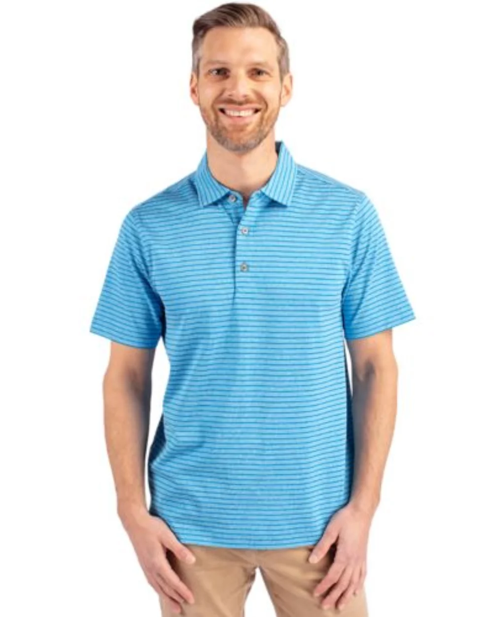 Cutter & Buck Forge Eco Heather Stripe Stretch Recycled Mens Big & Tall Polo