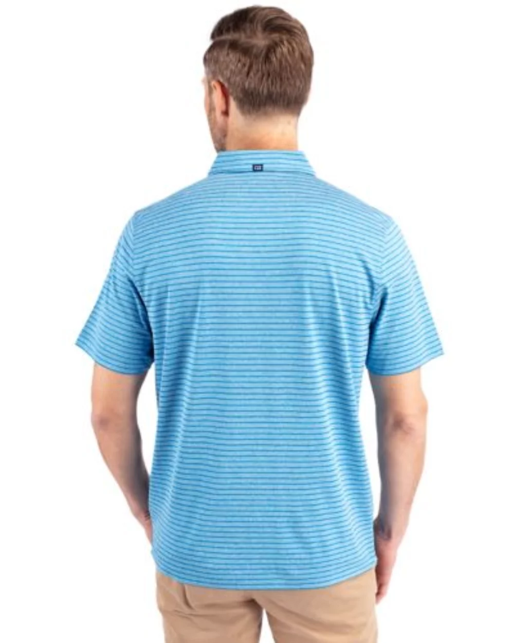 Polo Cutter & Buck Forge Eco Heather Stripe Stretch Recycled pour homme grande taille