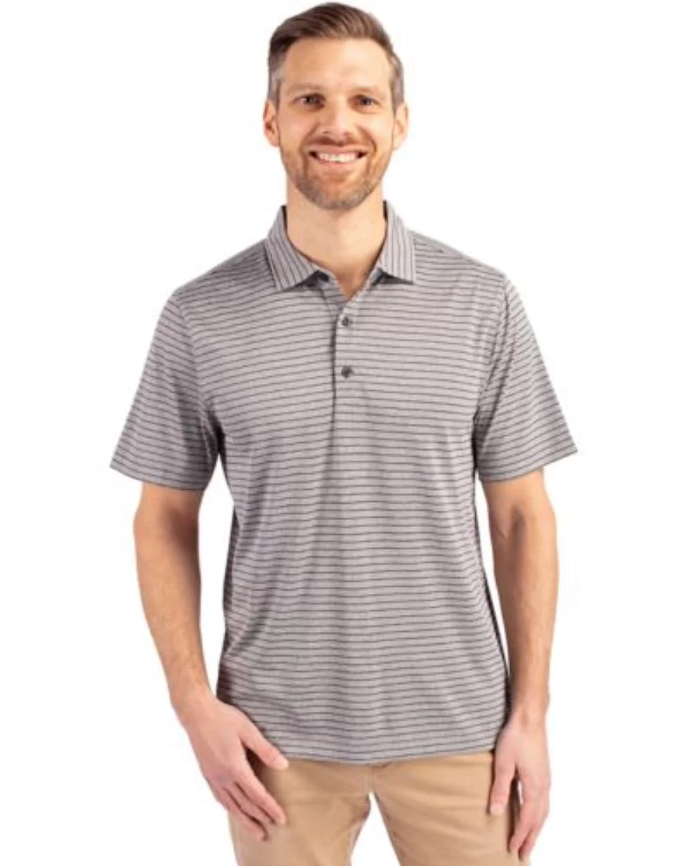 Cutter & Buck Forge Eco Heather Stripe Stretch Recycled Mens Big & Tall Polo