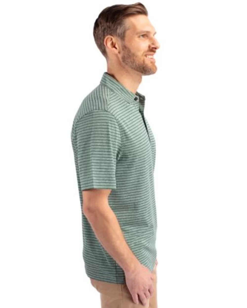 Cutter & Buck Forge Eco Heather Stripe Stretch Recycled Mens Big & Tall Polo